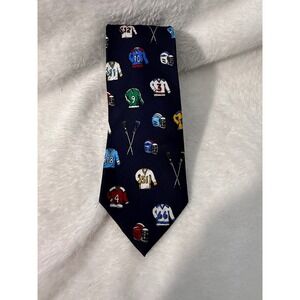Eric Wolch LAX BY ALYNN NECKWEAR Men's Silk Tie Navy Blue Sports Graphic